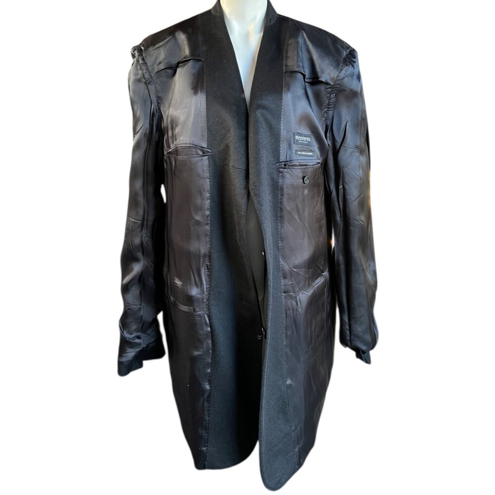 Hathaway Platinum Mens Size 44 Italian 100% Cashmere Black Suit Jacket 3-Button - Picture 14 of 15